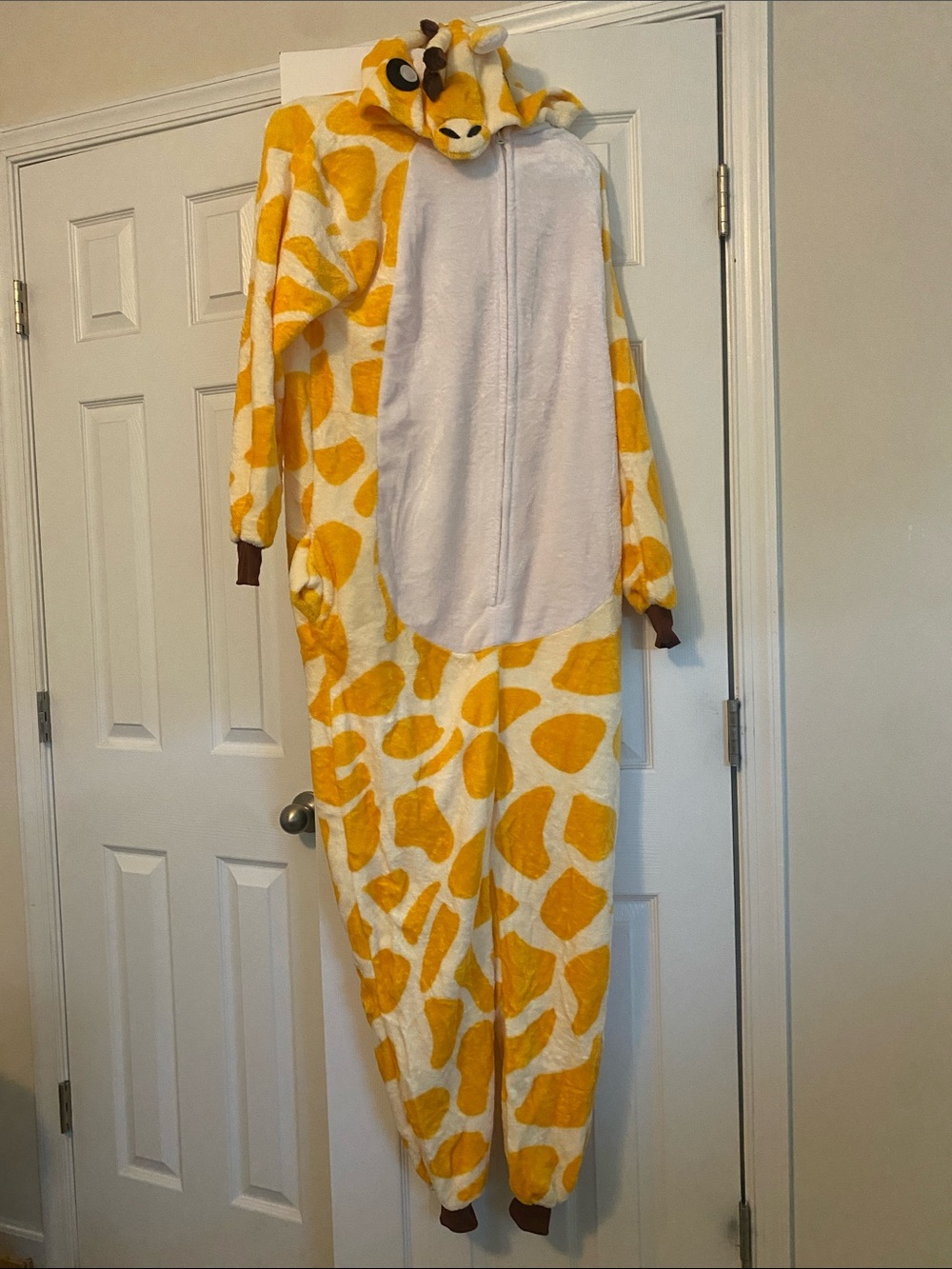 Yellow Giraffe Plush Hooded Footie Pajamas for Women
